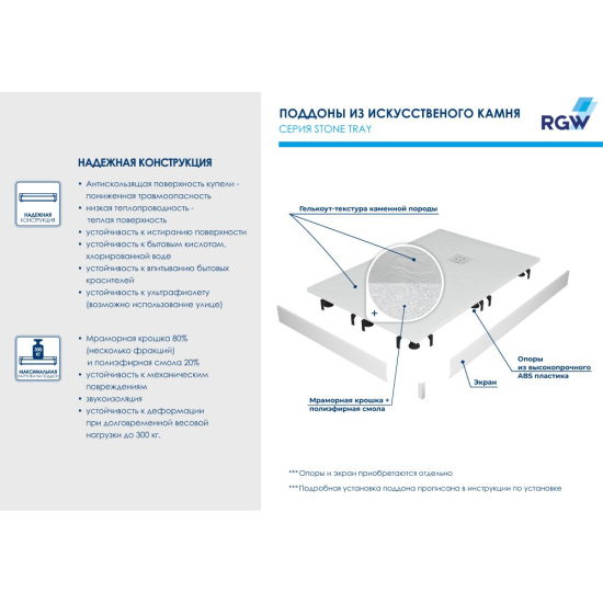 Поддон для душа RGW Stone Tray ST-0168Co 80х160, бетон