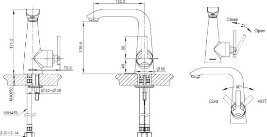 Смеситель для раковины Bravat Waterfall F173107C (C-1) хром