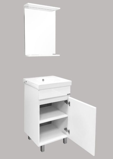 Тумба с раковиной Comforty Астра 50, напольная, белый глянец