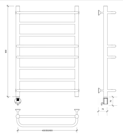 Полотенцесушитель электрический Secado Верона 1 80/60 L, хром