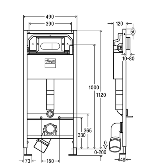 Инсталляция Viega Prevista Dry 792831 с кнопкой + унитаз подвесной WeltWasser SK Merzbach 043 GL-WT