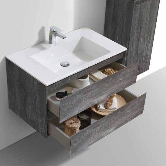 Тумба с раковиной Vincea Luka 80 2 ящика, камень