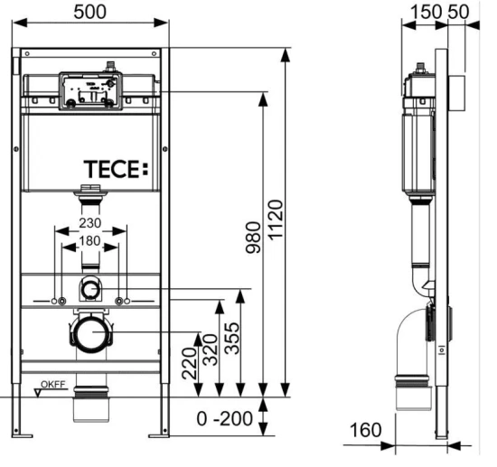 Инсталляция для унитаза Tece TECEbase 9400400 с клавишей смыва