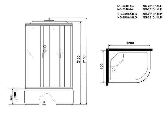 Душевая кабина Niagara NG-2510-14L