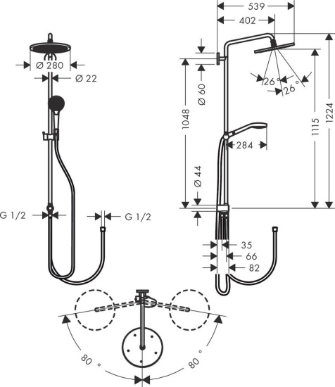 Душевая стойка Hansgrohe Croma Select S 26793000 хром