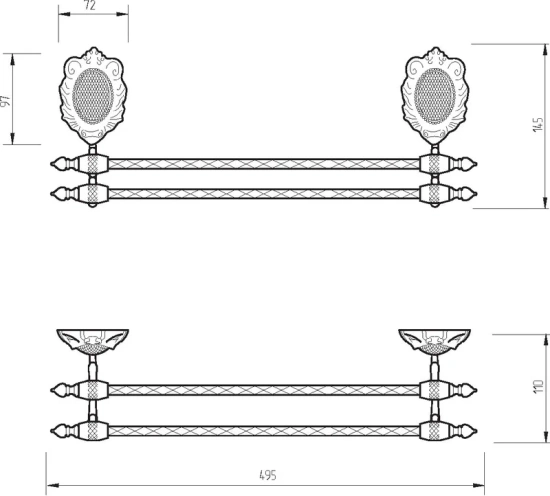 Полотенцедержатель Migliore Cleopatra 16644 двойной, бронза
