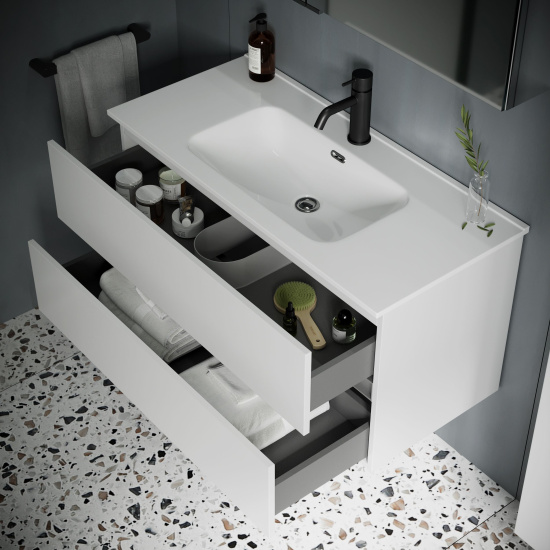 Тумба с раковиной Sancos Urban 100 белый глянец
