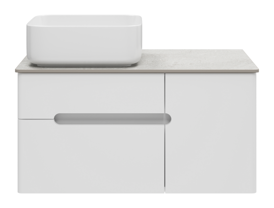 Тумба под раковиной Misty Роял 80 белая подвесная, со столешницей