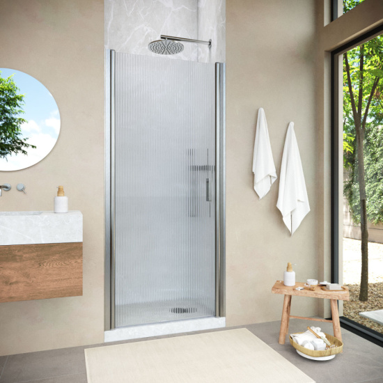 Душевая дверь в нишу Vegas Glass EP NOVO h2000 65 04 Moru, профиль никель, стекло Moru