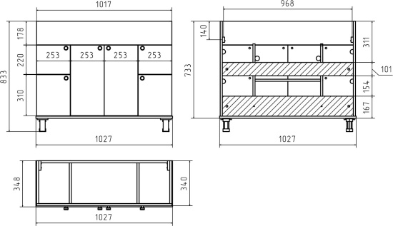 Тумба с раковиной Misty Жардин 105 светло-бежевая
