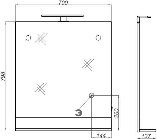 Зеркало Aqwella Foster 70 дуб сонома