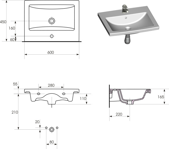 Мебель для ванной Marka One Ovale 60П White