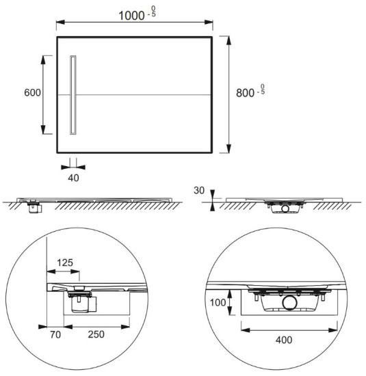 Поддон для душа Jacob Delafon Surface 100х80 с сифоном