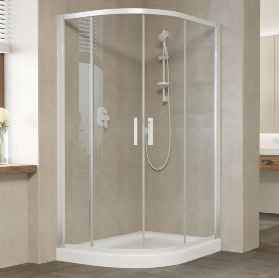 Душевой уголок Vegas Glass ZS-F 120*90 01 01 профиль белый, стекло прозрачное