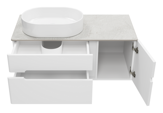 Тумба с раковиной Misty Роял 100 белая подвесная, со столешницей