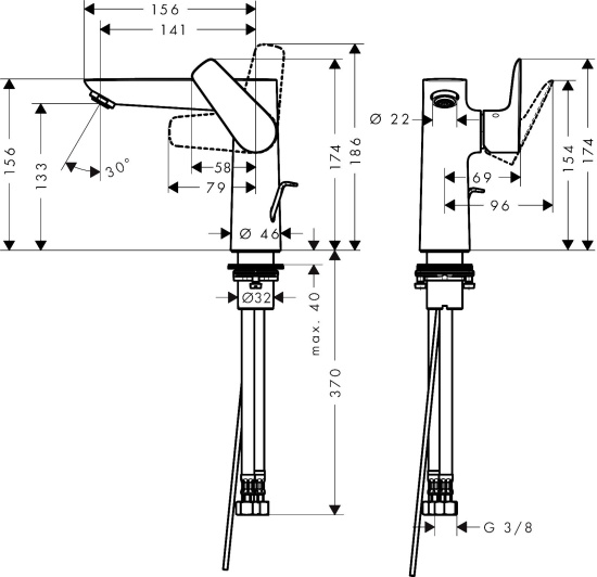Смеситель для раковины Hansgrohe Talis E 71754140 с донным клапаном