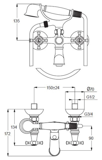 Смеситель для ванны Ideal Standard Reflections B9657AA
