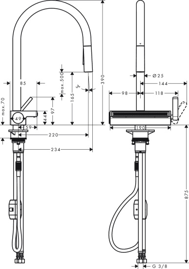 Смеситель для кухни Hansgrohe Aquno Select M81 73837000 хром