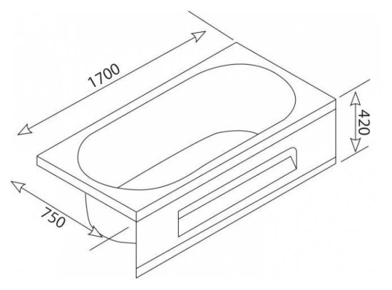 Акриловая ванна Appollo A-1701Q с гидромассажем 170 см