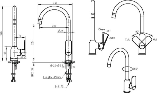 Смеситель для кухни Bravat Louise F7191183CP-RUS, хром