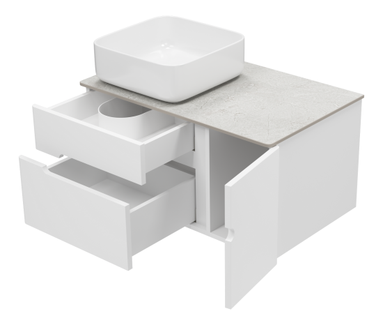 Тумба с раковиной Misty Роял 80 белая подвесная, со столешницей