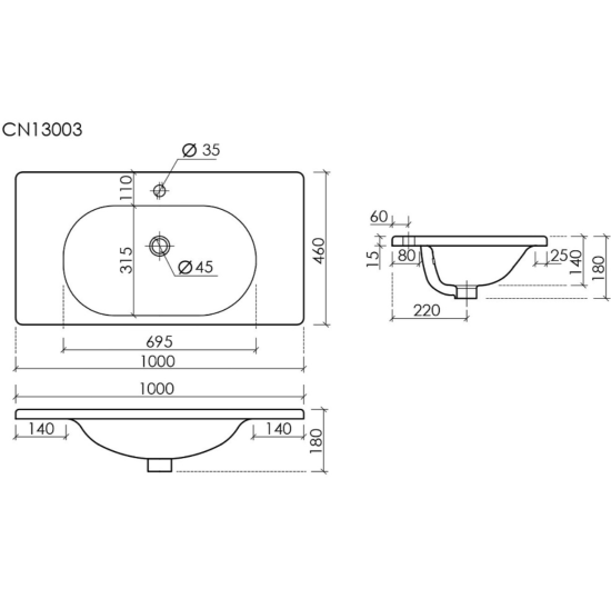 Тумба с раковиной Sancos Code 100 подвесная, серая платина, раковина белая