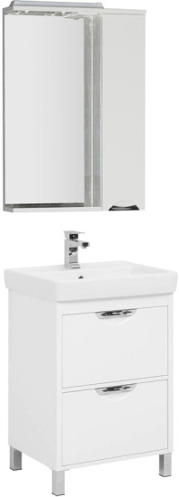 Тумба с раковиной Aquanet Гретта 60 New 2 ящика, белый