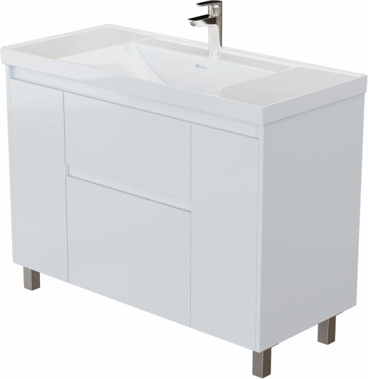 Тумба с раковиной Aquanet Nova Lite 2.0 110 напольная, белый глянец