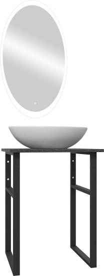 Мебель для ванной Diwo Элиста 60 чёрный мрамор, с раковиной Moduo 55 Leaf подвесная