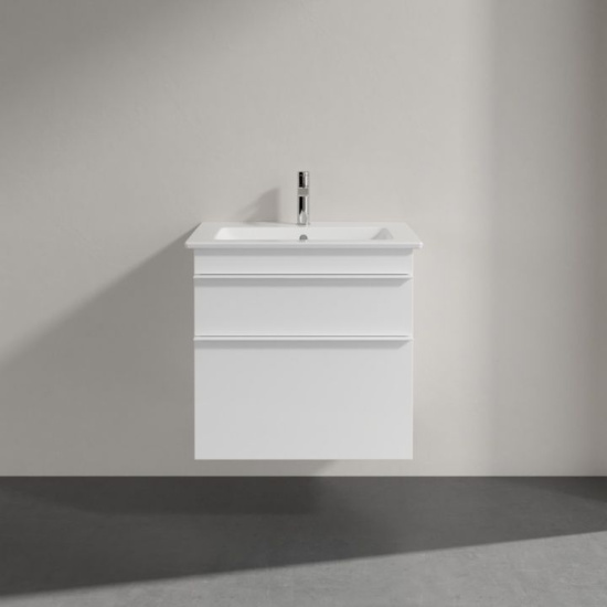 Тумба с раковиной Villeroy & Boch Venticello A92402 60 glossy white, с белыми ручками