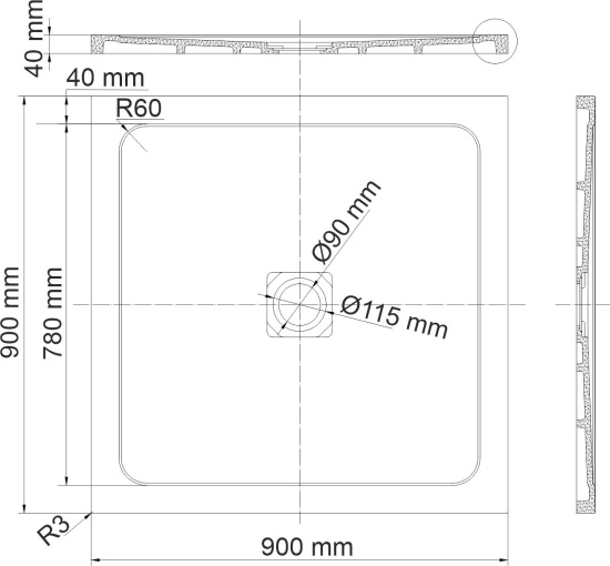 Поддон для душа Wasserkraft Dinkel 58T03 90x90