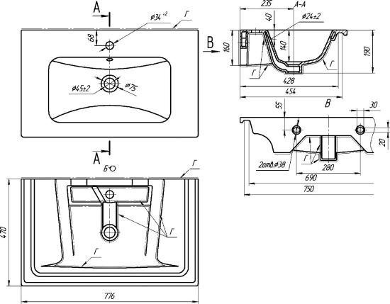 Тумба с раковиной Bellezza Лоренцо 80 белая