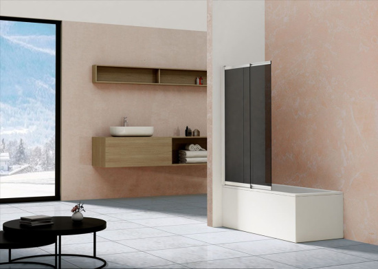 Шторка на ванну Vincea VSB-1E100CG 100 см, профиль хром, стекло тонированное