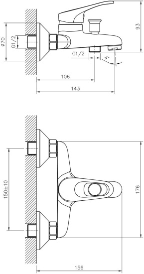 Смеситель для ванны Decoroom DR21 DR21035