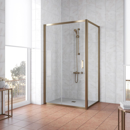 Душевой уголок Vegas Glass ZP+ZPV TUR NOVO 120*100 05 01 профиль бронза, стекло прозрачное
