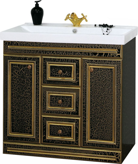 Тумба с раковиной Misty Fresko 90 черная краколет