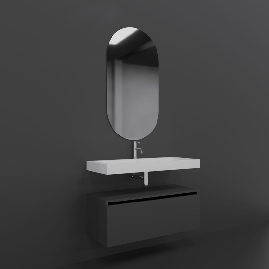 Мебель для ванной Armadi Art Flat 100 подвесная, антрацит матовый