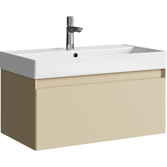 Тумба с раковиной Aqwella 5 stars Geometria 80 подвесная, 1 ящик, морская дюна