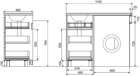 Тумба с раковиной Эстет Dallas Luxe 110 напольная, 3 ящика