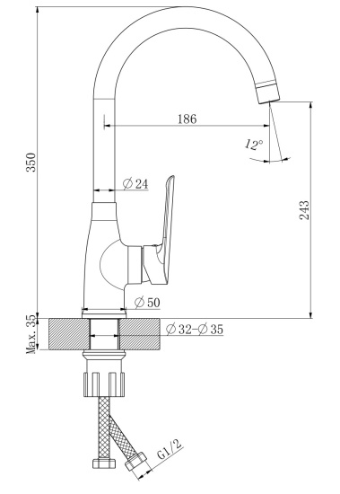 Смеситель для кухни Esko Lagos LG519B