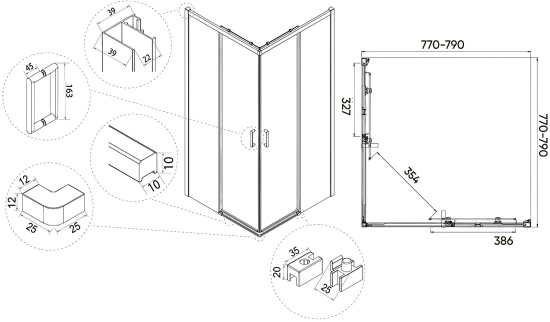 Душевой уголок Veconi Rovigo RV-47 80x80