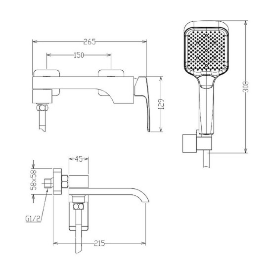 Смеситель для ванны Raglo R02.30.06 черный