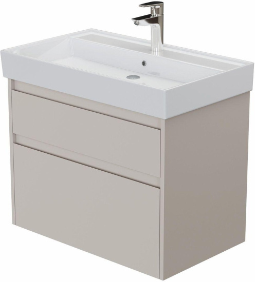 Тумба с раковиной Aquanet Nova Lite 2.0 75 2 ящика, бежевая