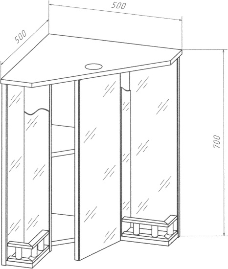 Зеркало-шкаф Бриклаер Кантри 60 бежевый дуб, с балюстрадой