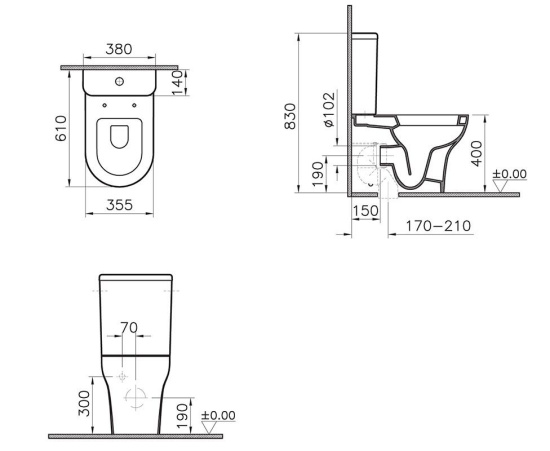 Унитаз-компакт Vitra Zentrum 9012B003-7226 с функцией биде, встроенным смесителем