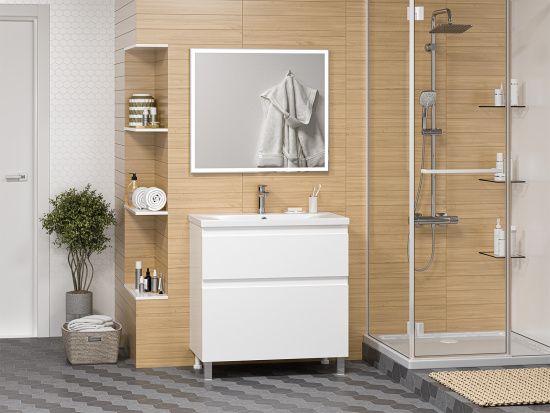 Тумба с раковиной Misty Лаки 80 белая