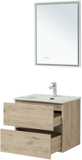 Мебель для ванной Aquanet Алвита new 60 подвесная, дуб веллингтон белый, с ящиками