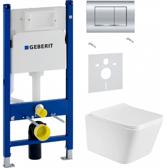 Инсталляция Geberit Duofix Delta UP100 111.153.00.1 с кнопкой + унитаз подвесной Grossman GR-4441S