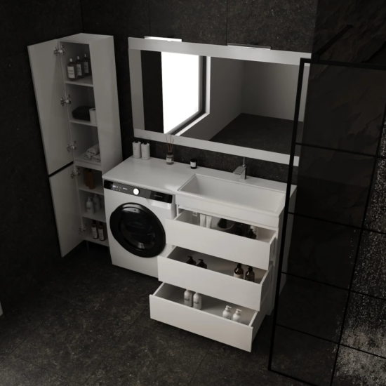 Тумба с раковиной Style Line Даллас 140 R люкс, белая
