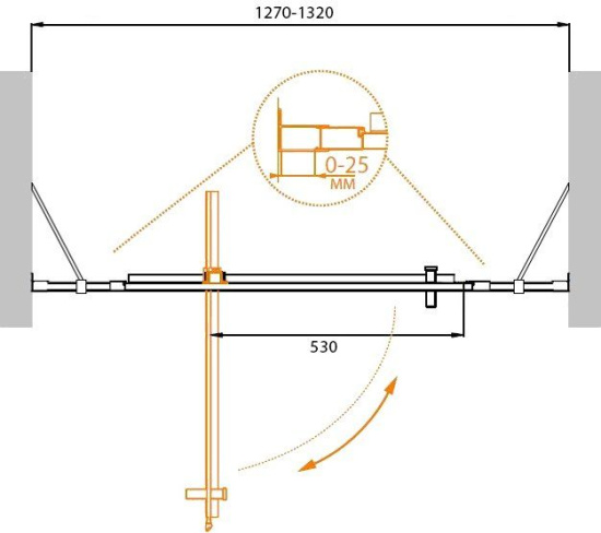 Душевая дверь в нишу Cezares Molveno-BA-12-80+40-P-Cr